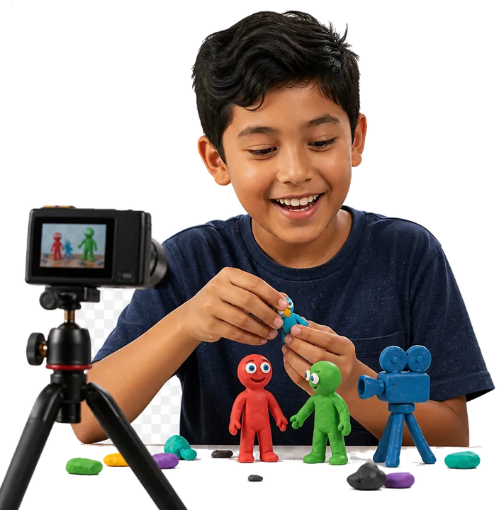 Niño creando animación
