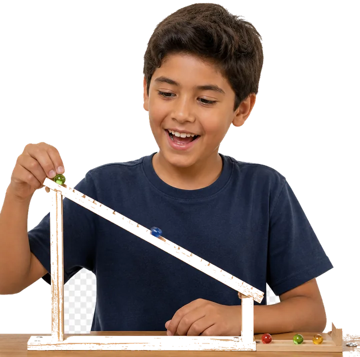 Niño experimentando física